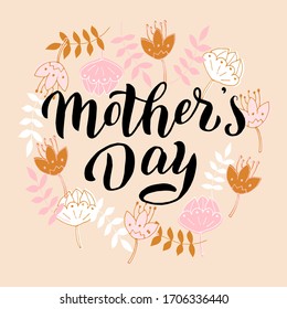 Mother's day lettering text. Greeting typography font postcard. Celebration banner, poster, mother day template. Vector eps 10.