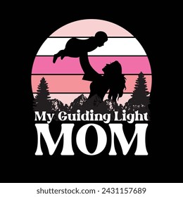 Mothers Day Lettering T-shirt Design With Mom And Baby Illustration 