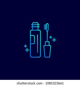 Mother's day light blue neon icon with dark background vector 