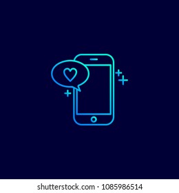 Mother's day light blue neon icon with dark background vector 