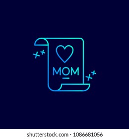 Mother's day light blue neon icon with dark background vector 
