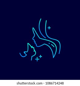 Mother's day light blue neon icon with dark background vector 