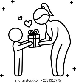 Mother's day line art icon hand drawn vector design illustration