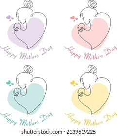 Mothers day line art illustration