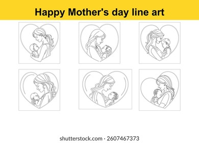 Mother's Day Line Art Illustration