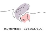 Mothers Day line art. Solid line,continuous one line drawing. Mother holding her baby . Continuous line art vector.Happy Mothers Day concept.