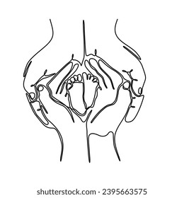 mothers day line art vector. a mothers hands and comfort of her. isolated print design for mothers day