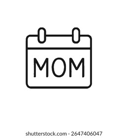 Mother's Day Line Icon 12: Morning Coffee and Relaxing Mom Outline Symbol