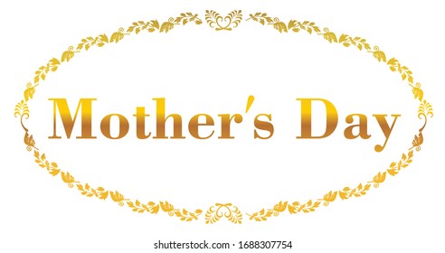 Mother's Day logo with classical decorative lines.gold color