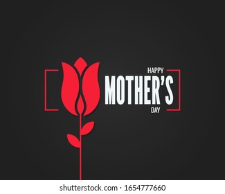 Mothers day logo. Mothers day flower on black bacground