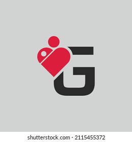 mothers day Logo Heart Letter G. Beautiful vector love logo. G love outline creative letter logo