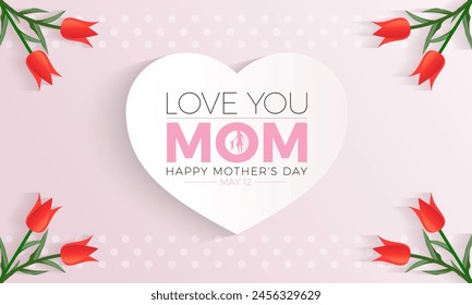 Mother's day love celebration vector illustration. Greeting holiday template for banner, card, background.