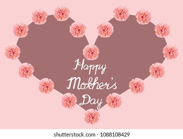 mother's day love heart shape card design