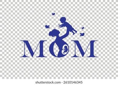 Mother's Day Love Silhouette Design isolated transparent background