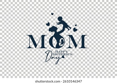 Mother's Day Love Silhouette Design isolated transparent background