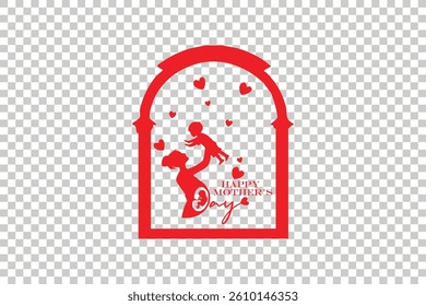 Mother's Day Love Silhouette Design isolated transparent background