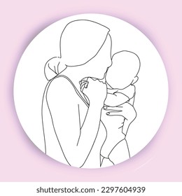 
mothers day, maternity, mother care, woman holding baby, faceless woman, motherhood, vector, line, card
