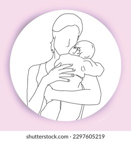 
mothers day, maternity, mother care, woman holding baby, faceless woman, motherhood, vector, line, card