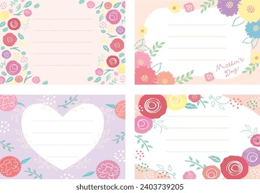 Mother's Day message card set rose and Carnation