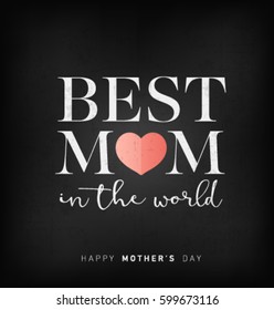 Mother's Day Minimal Greeting Card in Vintage Style on Chalkboard