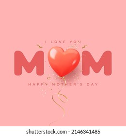 Mother's Day modern background with decor elements. 3d vector illustration.