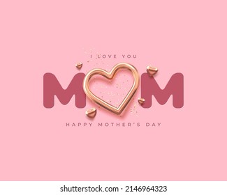 Mother's Day modern background with decor elements. 3d vector illustration.