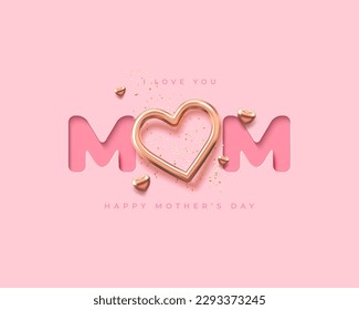 Mother's Day modern background with decor elements. 3d vector illustration.