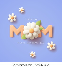 Mother's Day modern background with decor elements. 3d vector illustration.