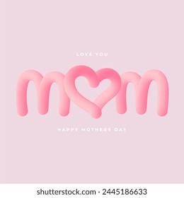 Mother's Day modern background with decor elements. 3d vector illustration.