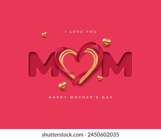 Mother's Day modern background with decor elements. 3d vector illustration.