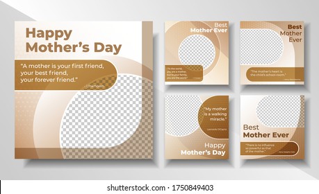 Mothers day modern editable template for social media post banner, vector design for promotional social media advertising post banner template.

