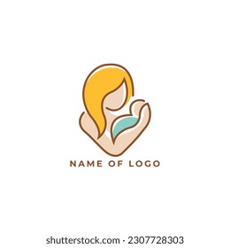 mother's day, mom and baby illustration, parent and child logo templet, breastfeeding mom