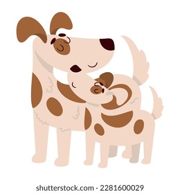 mothers day, mom dog and son icon isolated