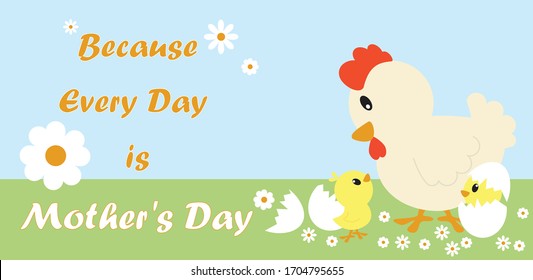 Mother's Day. Mom hen with her chicks.