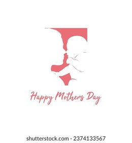 Mother's day mom and kid silhouette logo design