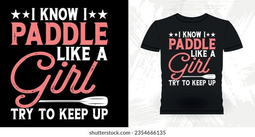 Mother's Day Mom Lover Funny Paddling Boat Retro Vintage Kayaking T-shirt Design