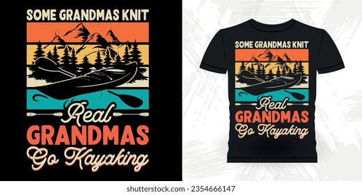 Mother's Day Mom Lover Funny Paddling Boat Retro Vintage Kayaking T-shirt Design