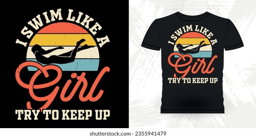Mother's Day Mom Lover Funny Swimmer Sport Retro Vintage Swimming T-Shirt Design