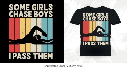 Mother's Day Mom Lover Funny Swimmer Sport Retro Vintage Swimming T-Shirt Design