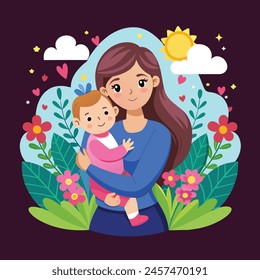 Mother's Day Mom Loves Baby Decorative Illustration Design