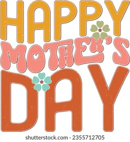 Mother's Day Mom Sublimation Design. Colorful Wavy Love Heart Typography for Mom Valentine Gift.