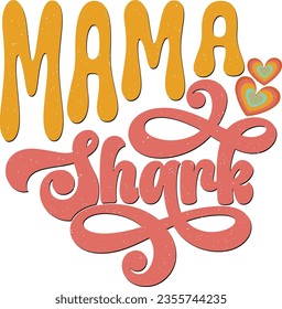 Mother's Day Mom Sublimation Design. Colorful Wavy Love Heart Typography for Mom Valentine Gift.