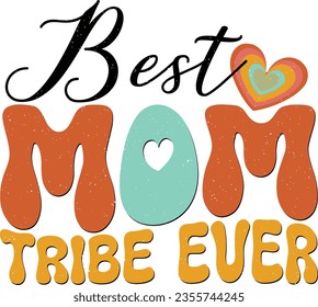 Mother's Day Mom Sublimation Design. Colorful Wavy Love Heart Typography for Mom Valentine Gift.