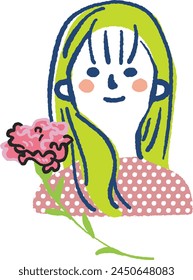 Mother's Day Mother and Carnation  Illustration	
