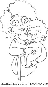 Mother's day, a mother carrying a baby, a woman who is carrying a baby - coloring page