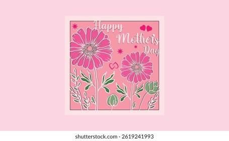 Mother's Day Multi-layer floral garden wall art design gift card template.