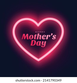 Mothers Day Neon Red Heart Background