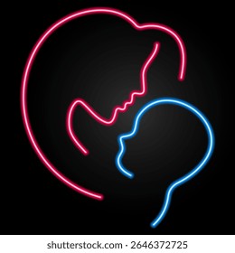 dia das mães sinal de néon, design moderno brilhante da bandeira, tendências coloridas do design moderno no fundo preto. Ilustração vetorial.