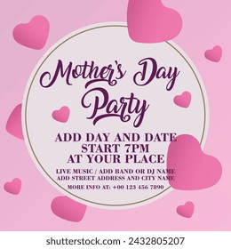 Mother's day party poster flyer or  social media post design