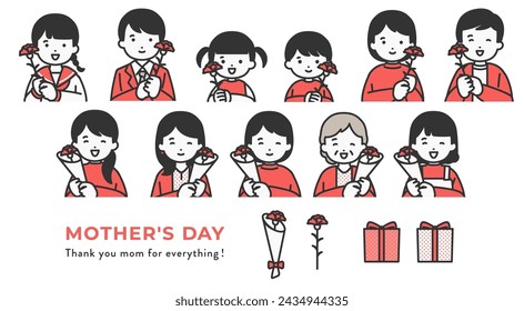 mother's day person illustration material